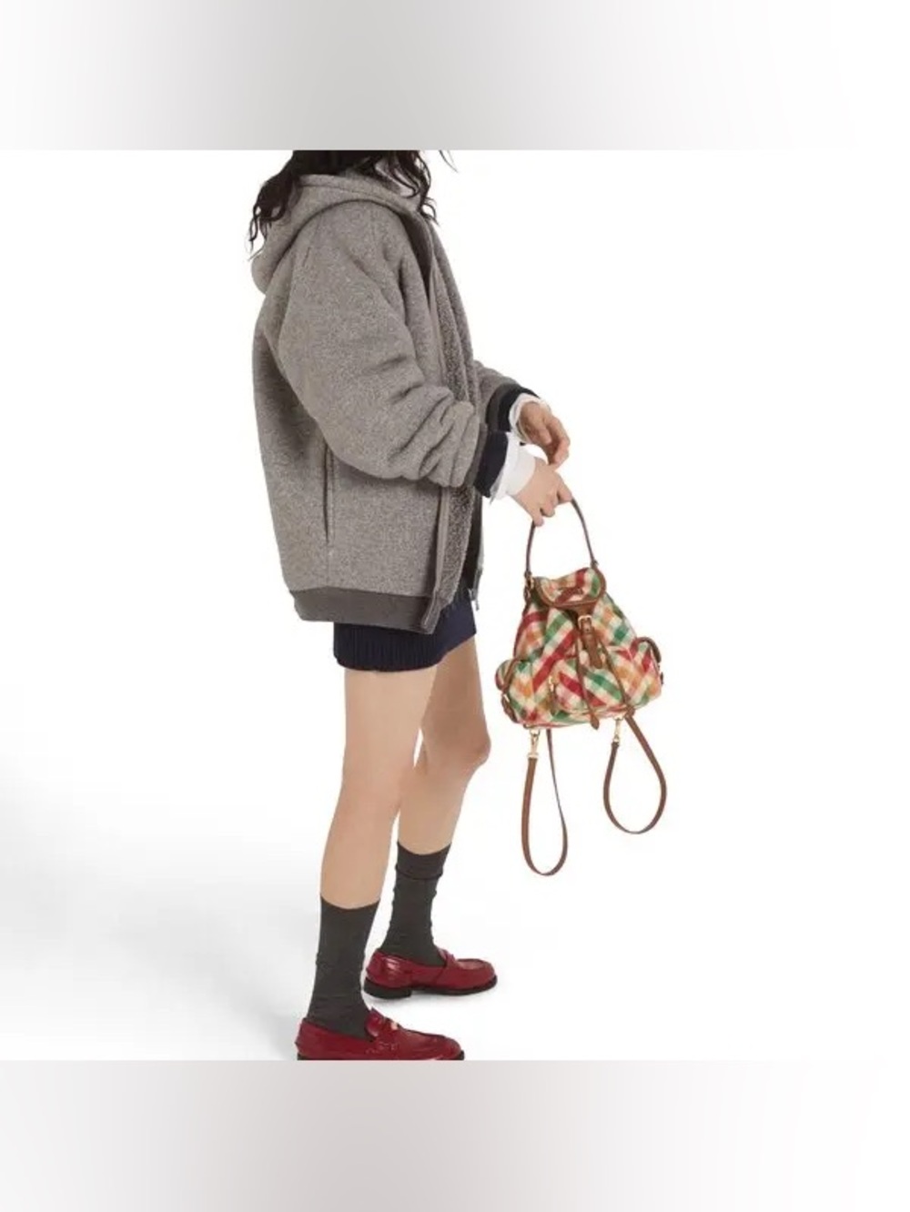 Miu Miu Cashmere Fleece Hoodie Jacket / Zip-Up Blouson in the beautiful Marmo - Picture 6 of 16